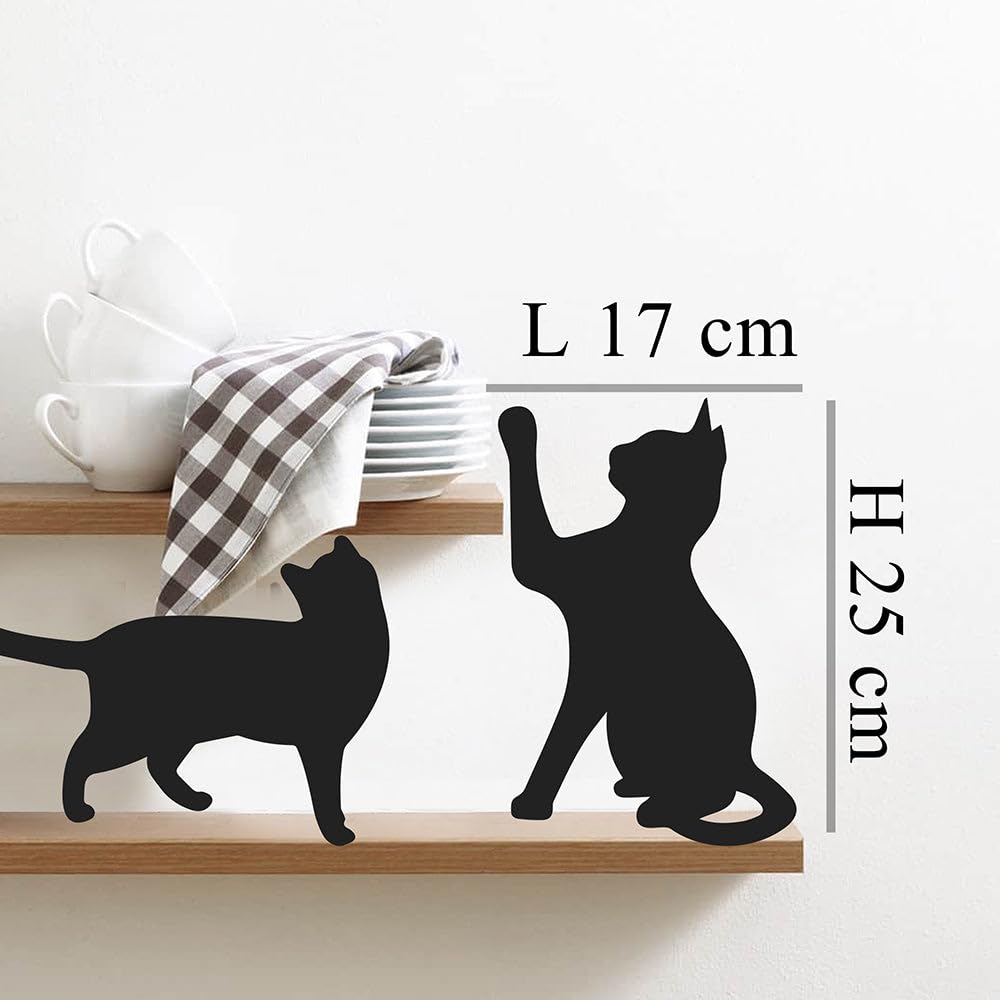 Adesivi Murali Gatti E Cani Neri - Decorazione Per Cameretta, Soggiorno, Porte, Fai Da Te - Foto 2
