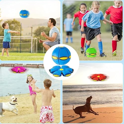 Generisch 2026 Neuer Hüpfball für Kinder, Magische Fliegende Untertasse, Hüpfball, Eltern-Kind-Interaktion, leuchtendes Haustierspielzeug für Pädagogische Körperübungsreaktion mit 6 Lichtern (Blau)