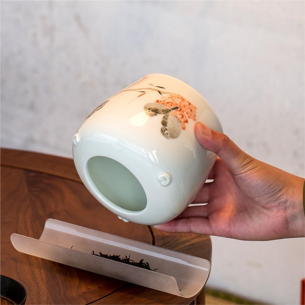 Lata de té Tarro de cerámica for Almacenamiento té Suelto, Tarro condimentos for Cocina, Juego Chino, Conjunto con Caja Regalo Doble Carrito de té(B)