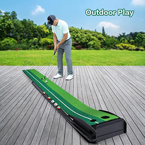Dollox Putting Green Golf Putting Mat for Indoor, Putting Matt with Auto Ball Return, Mini Golf Set Golf Accessories for Men, Indoors Golf Matt for Home Office, Gifts for Golfer - Image 6