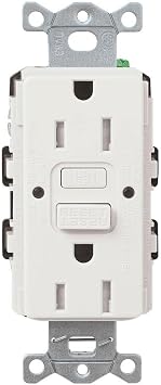 Lutron Tamper-Resistant GFCI Duplex Receptacle, with Test/Reset Button, 15 Amp, CAR-15-GFST-WH, White