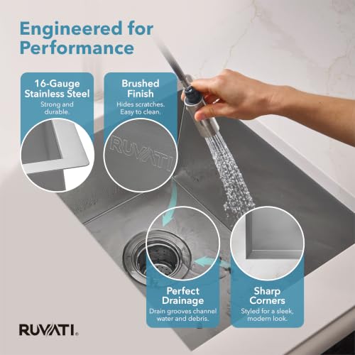 Image of Ruvati RVH7110 Undermount 14 inch Bar Sink 16 Gauge Single Bowl - Stainless Steel