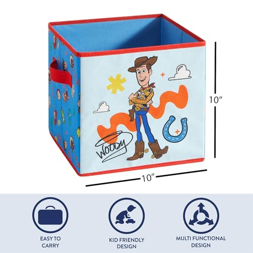 Image of Disney Pixar Toy Story Storage Cubes for Kids,2 Pack 10 inchx10 inch Collapsible Fabric Bins with Handles, Organizer Boxes with Handles for Bedroom, Playroom & Nursery