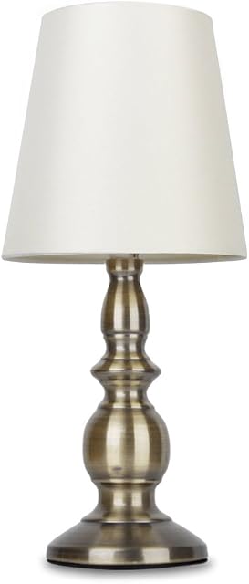 Vintage Traditional Antique Brassed Touch Table Lamp with Cream Shade