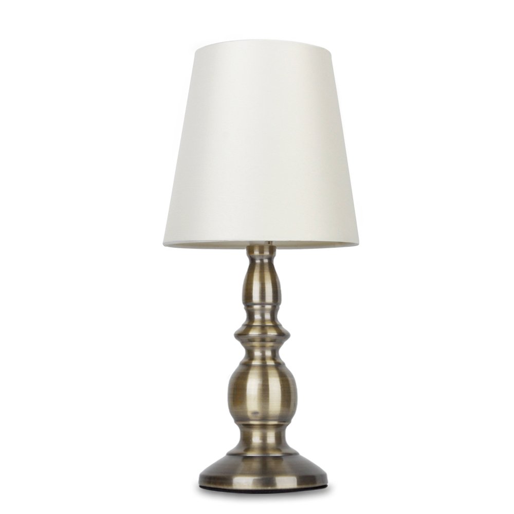 MiniSun | Antique Brassed Touch Table Lamp with Cream Shade | Table Lamps, Home Décor & Improvement Essential