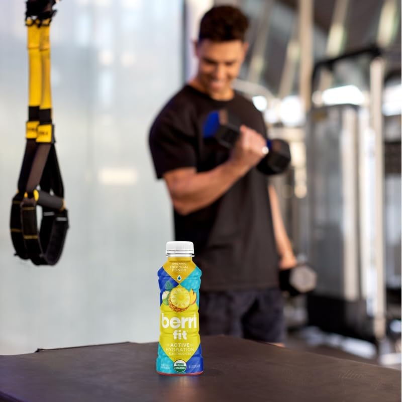 Berri Fit Hydration - Organic Tropical Fruit Flavor Natural Sports Drink - Plant-Based Electrolyte Beverage – Low Calorie, Paleo Coconut Water Solution, 16oz, 12ct… - Image 9