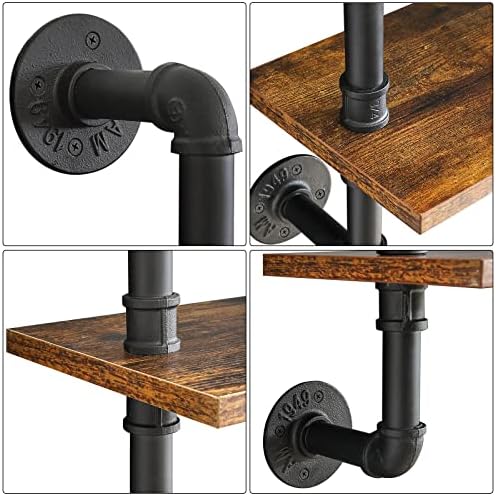 YMYNY 4 Tier Industrial Pipe Wall Shelves, Rustic Storage Racks, Floating Shelves, Wall Shelves, Kitchen Spice Rack, for Bedroom, Kitchen, Living Room, Bathroom, HWS002H