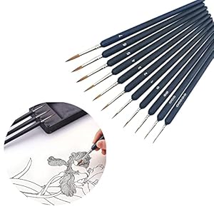 Paint Brushes Set, 11pcs Detailing Brush for Painting, Watercolour Brush Suitable for Acrylic Painting, Oil, Watercolour, Face, Nail, Scale Model Painting, Line Drawing
