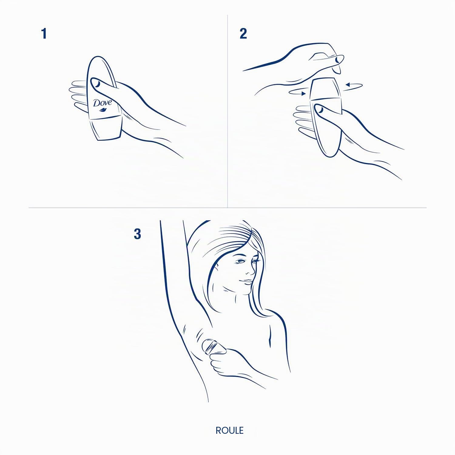 Dove Lot de 6 déodorants anti-transpirant 48H sans alcool 50 ml