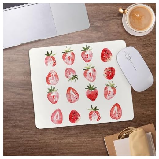 Cute Strawberry Mouse Pad, Coquette Preppy Strawberry Fruit Mousepad for Desk Home Office Dorm Computers Laptop Gaming Accessories, 8.7x7.1 Inch