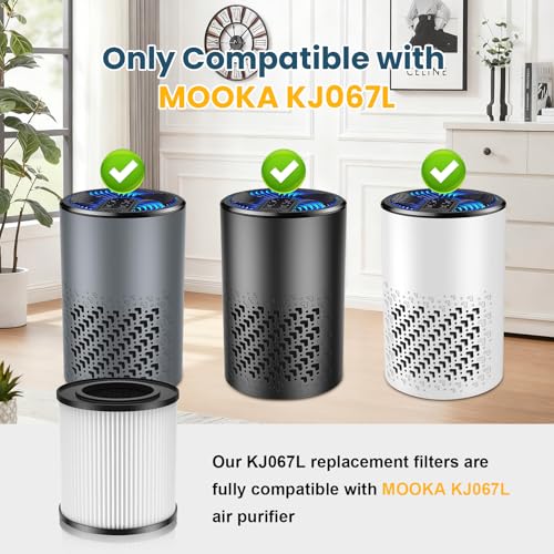 Image of 2 Pack KJ067L Replacement Filter Compatible with MOOKA KJ067L Air Purifier | 3-in-1 High-Efficiency Filtration for Wildfire Pet Dander Smoke Odor Dust