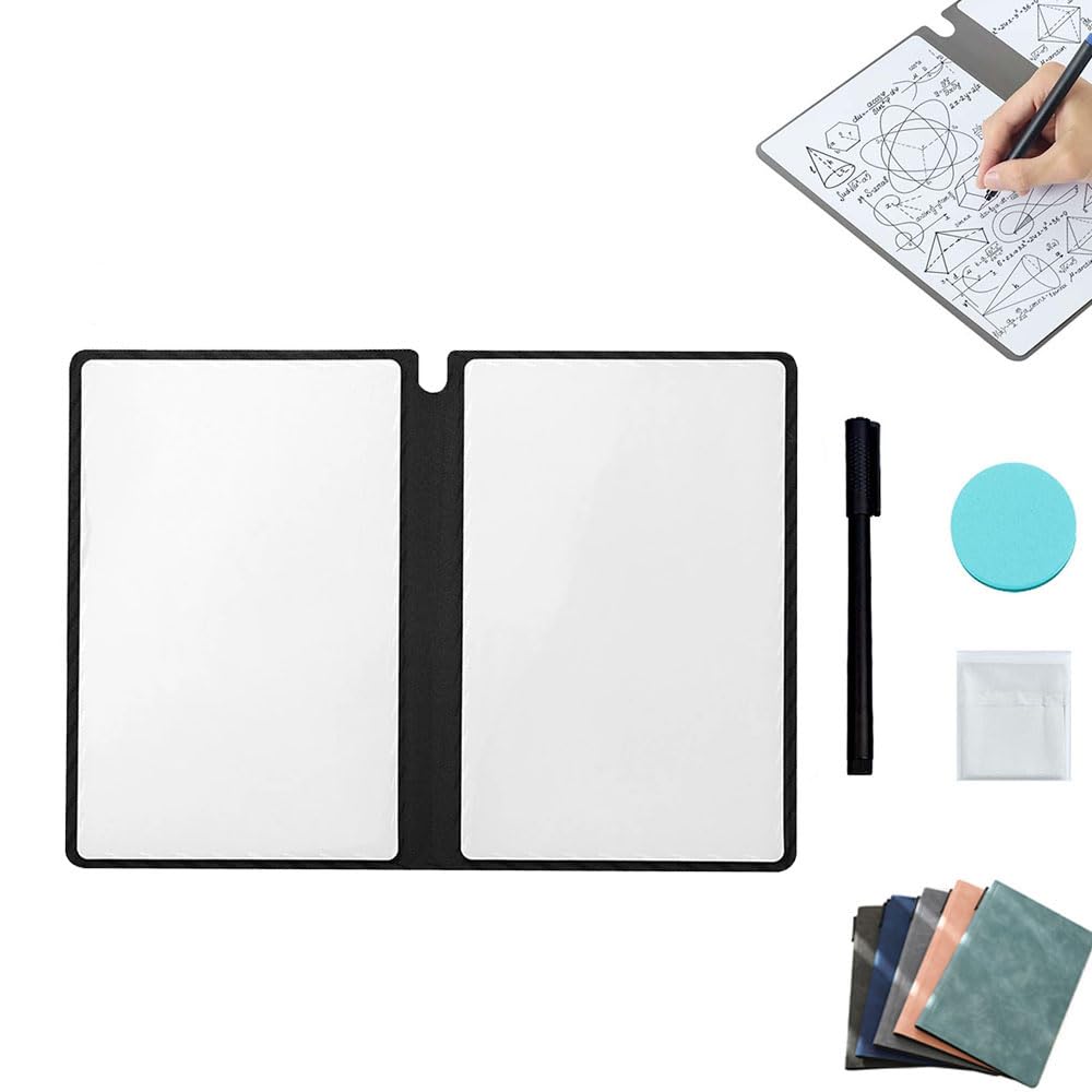 ノート型 ホワイトボード A5サイズ マグネット付き 小型 軽量 黒マジックペン付属 オフィス・家庭・勉強用 子ども用メモボード 携帯便利 (ブルー) (ブルー)