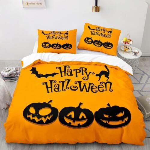 Housse de couette 140x200 anti-plis et facile d'entretien pour lit jaune citrouille