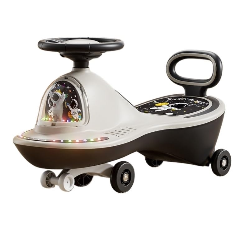 correpasillos Patinete Wiggle con Ruedas LED Intermitentes y música, antivuelco y dirección Flexible, Ideal for Exteriores e Interiores. Triciclo(Grey,Normal Wheel)
