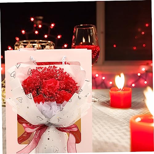 Ramo de flores secas Gypsophila rojo 26x23 cm miniatura 3