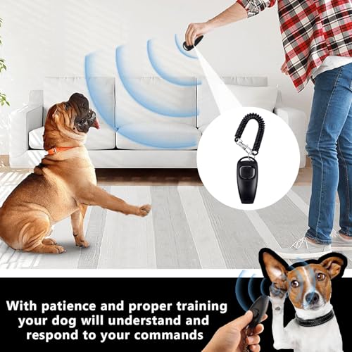 SOGHO Hundepfeife,Klicker Hund,Hundepfeife Rütter Rückruf,Pfeife Klicker Hundeklicker Set,Hundepfeife Mit Klicker Und Lanyard,2 IN 1 Funktionsdesign Für Hund,Katze,(Schwarz)