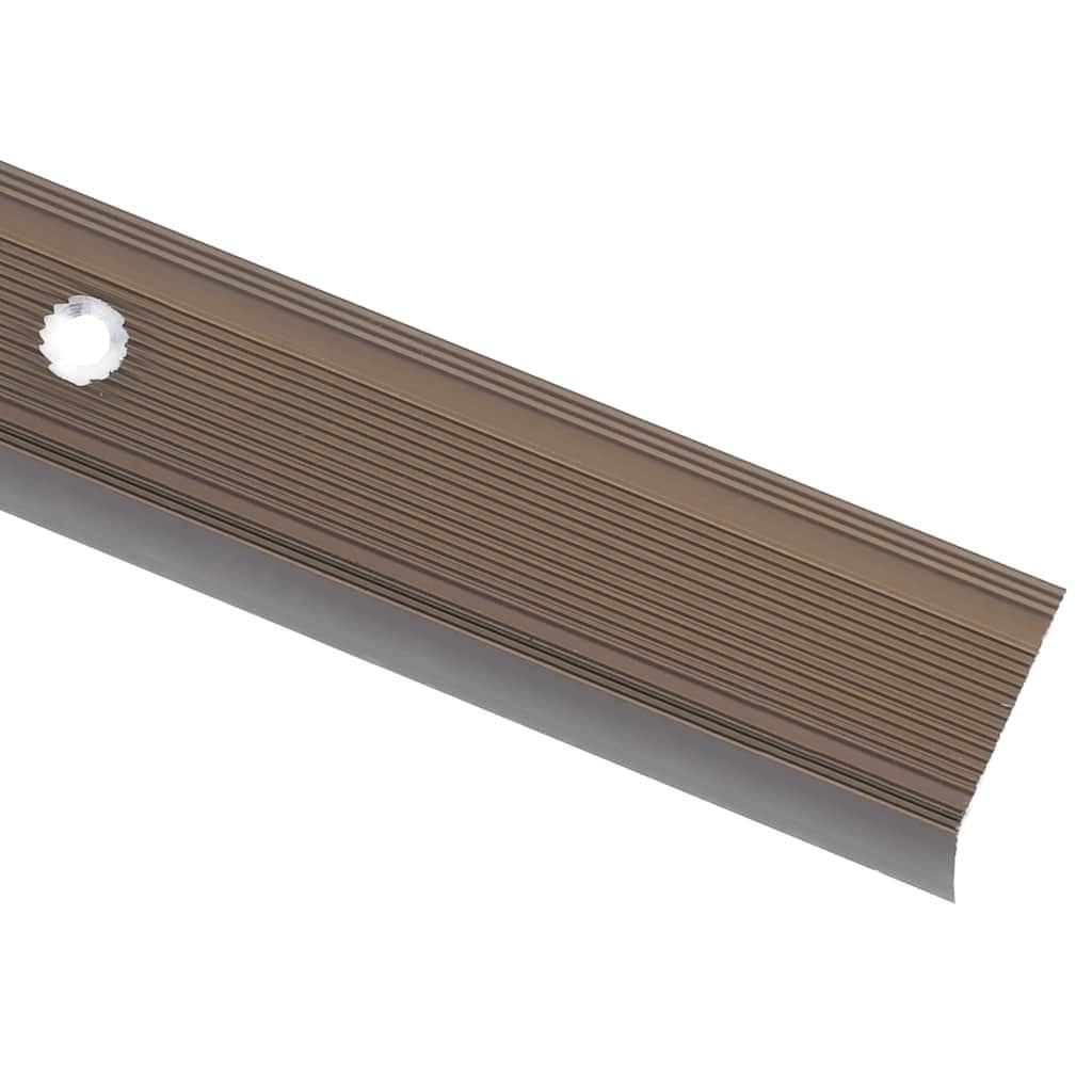 vidaXL Perfiles de peldaños forma de L 15uds aluminio marrón 100 cm, cantonera para peldaños, perfil de seguridad para escalera, laminado para peldaños