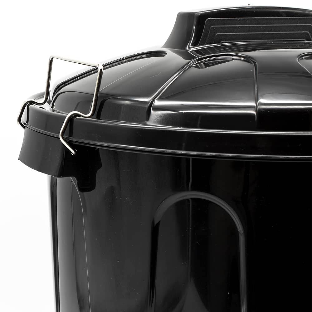 CABLEPELADO Cubo de Basura con tapa, Cubo basura Industrial, Cubo basura Plástico con asas metálicas, Contenedor residuos, 40 cm alto x 33 cm Diámetro superior, Capacidad 21 Litros, Negro