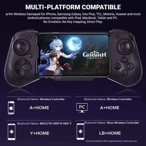 Mobile Game Controller For Iphone 14/14 Plus/14 Pro/14 Pro Max/13/12/11, Ipad, Macbook, Ios, Android, Samsung, One Plus, Tcl, Tablet, Pc, Wireless Gamepad Joystick For Call Of Duty, Apex -Direct Play #TOP1