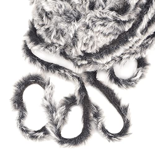 Image of NICEEC Faux Fur Yarn Super Soft, Chunky & Fluffy, Eyelash Yarn for Crochet & Knitting(Total Length 210yds /10.6oz) - Black with White /300g