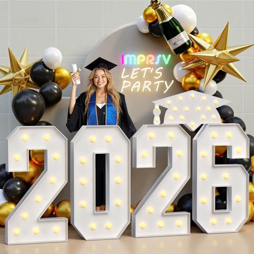 Graduation Decorations Class of 2026, 4FT Marquee Numbers 2026 for Graduation Decorations, 2026 Numbers for Graduation Kindergarten Preschool High School
