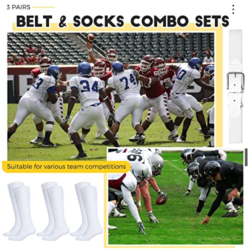 SATINIOR 3 Pairs of Baseball Socks 3 Belts Combo Youth Adult Baseball Softball Belt Socks Combo Set4