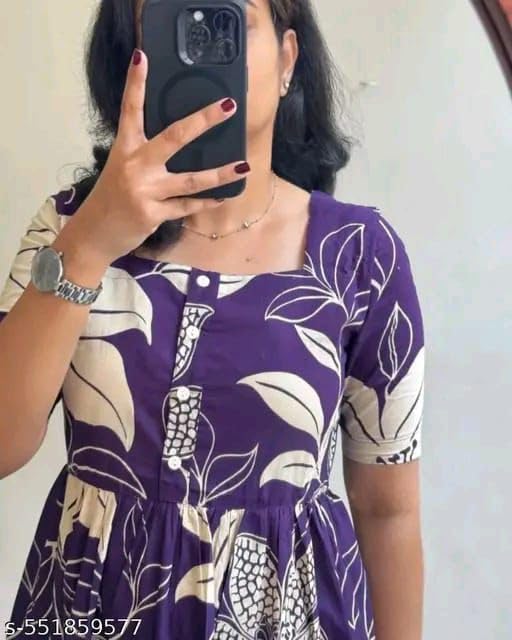 Image of Women's Rayon A-Line Midi Dress, Floral Print, Short Sleeves, Round Neck, Tiered Design