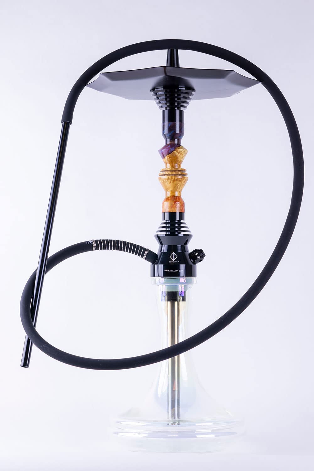 B2 Hookah Precious Cut Collection Galaxy Strip Burl Wood INCLUDES MATCHING VASE