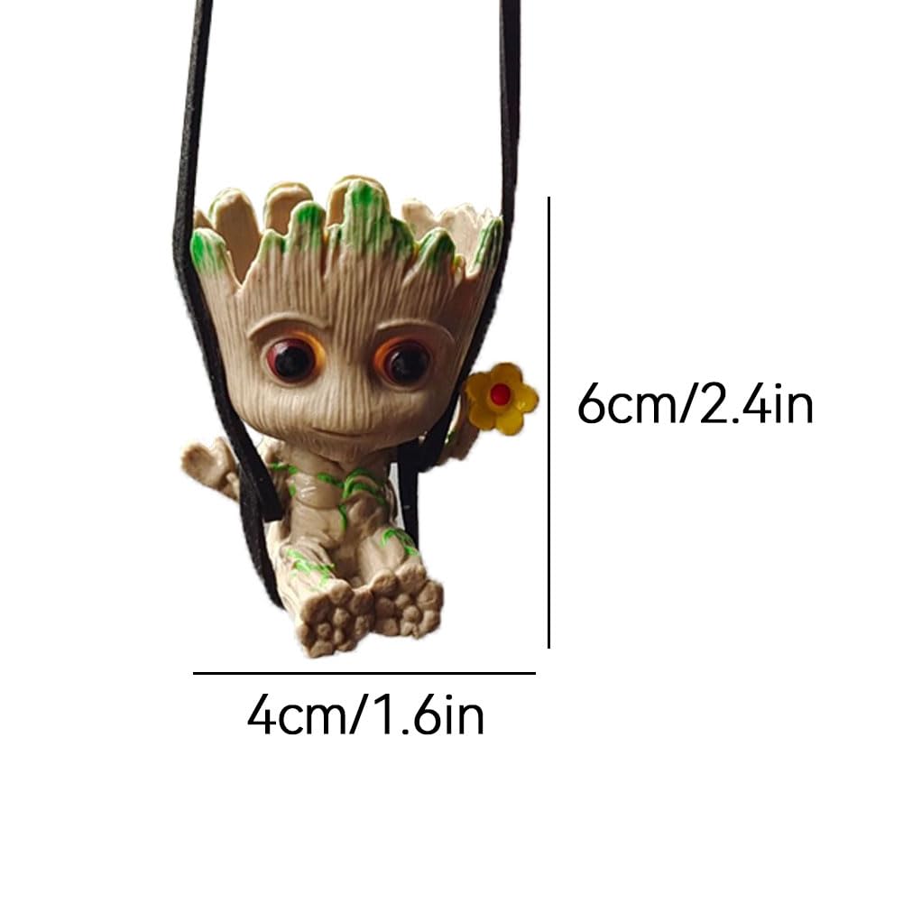 Groot - Ciondolo per specchietto retrovisore auto, albero oscillante, accessori per specchio auto, decorazione da ufficio, micro paesaggio, regalo di compleanno romantico (stile 3)