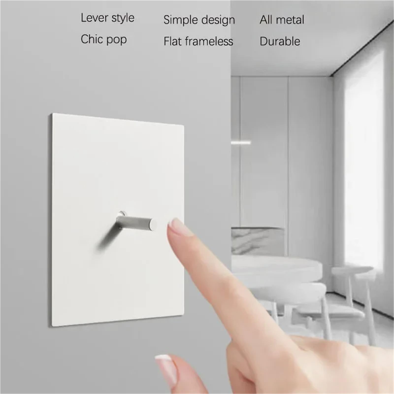 Interruptor de pared momentáneo de 1 a 4 vías y 2 polos, color blanco mate, for el hogar(2-Gang 2 Way Switch)