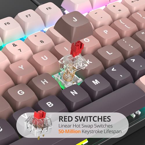 Image of surmen Wired Mechanical Keyboard Full-Size,104-Key RGB Thocky Keyboard with Number Pad USB Retro Brown PBT Keycaps for Win Gaming /Office (104 Heimei)