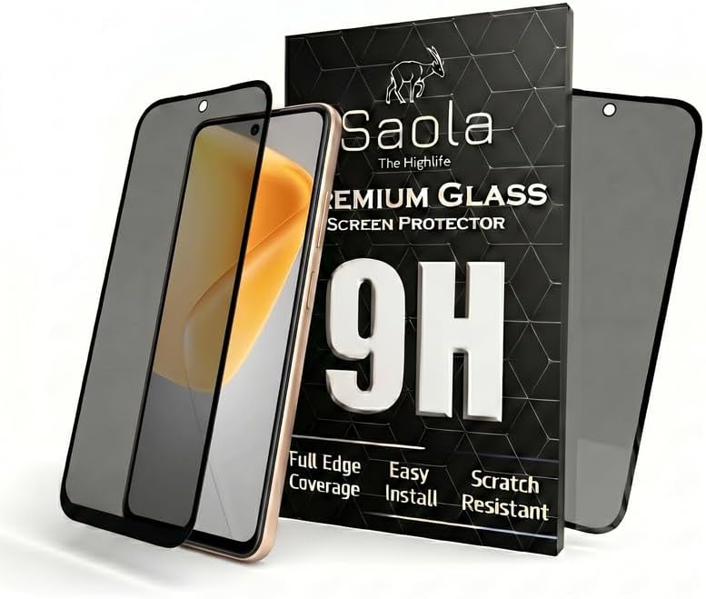 Saola® Ultra Privacy Tempered Glass For Infinix Hot 50i (PACK OF 1) with Free Installation Kit. Full screen Coverage. Free Replacement If Received Damaged - 6.7 inch