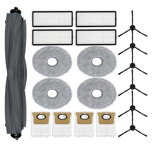 Replacement Spare Parts for Dreametech L20 Ultra Robot Vacuum 1 Main Brush 6 Side Brush 4 Filter 4 Mop Pad 4 Dust Bag Accessories (19 Pack)