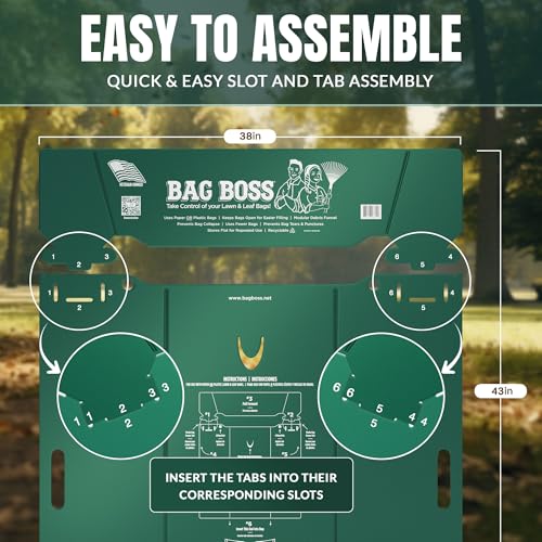 Image of 2-Pack Bag Boss Lawn & Leaf Bag Holder, Leaf Scoop & Chute, Heavy Duty Foldable Yard Trash Bag Stand - 4-in-1 Design Fits 30 Gal Paper & 33-55 Gal Plastic, Lawn Clean Up, Gardening, Camping