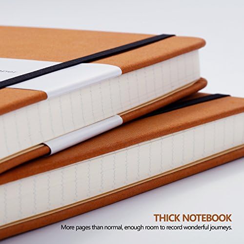 Notebook - Notebook A5 Classic Lined Journal with Pen Loop, A5 Notebook with Thick Paper, 8.4 x 5.7 inch, Back Pocket + Bookmark + Round Corner Paper + Banded