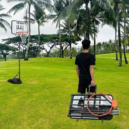 Adjustable Portable Basketball Hoop - Foldable Outdoor Goal with Backboard, Easy Setup for Backyard Play, Height Adjustable for Kids & Adults - Perfect for Family Fun!