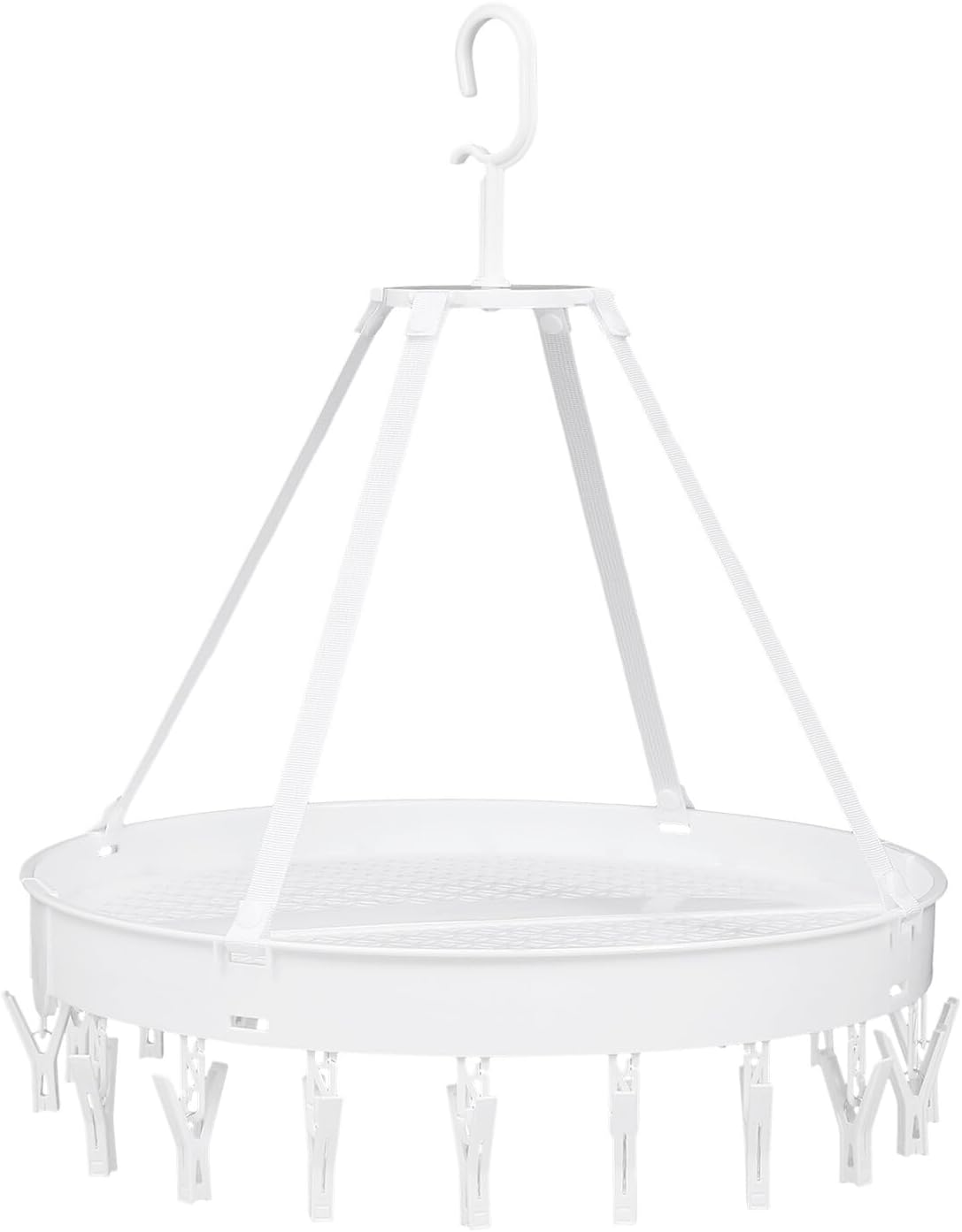 Foldable Multipurpose Clothes Drying Hanger Rack for Socks Bras and Underwear, Single-Layer White Plastic Laundry Organizer for Balcony and Indoor Use