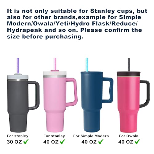 Image of Replacement Straw for Stanley Cup 40 oz 30 oz 64 oz Tumbler, 10 Pack Long Reusable Color Straws with Cleaning Brush, Dishwasher Safe, Plastic Straws for stanley cup accessories Purple