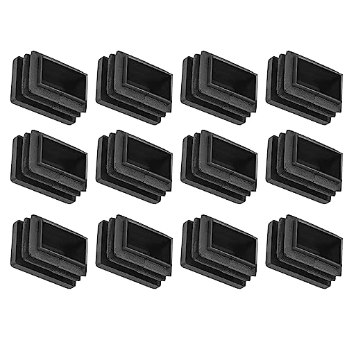 QUARKZMAN 30 x 20mm Plastique Bouchon Fin Bouchon x 12PCS Rectangle Tube Insert pour Meubles Montage Remplacement, [Noir]