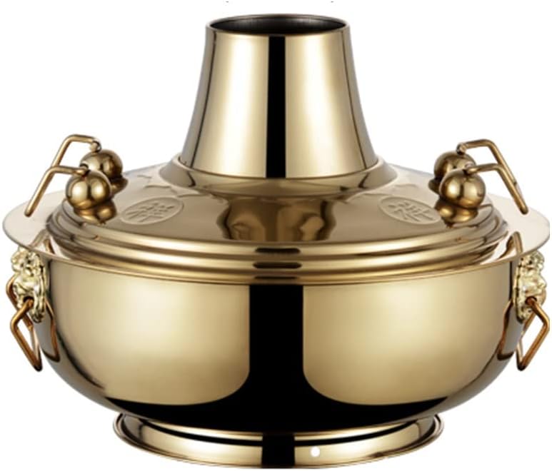 Chinese Hot Pot,Copper Hot Pot, Shabu Shabu Shabu All Copper Old Hot Pot Casserole Outdoor Hot Pot Shabu Shabu Shabu Lamb Scorpion Pot Suitable For Family Dinner And Outdoor Picnic(Gold,30cm)