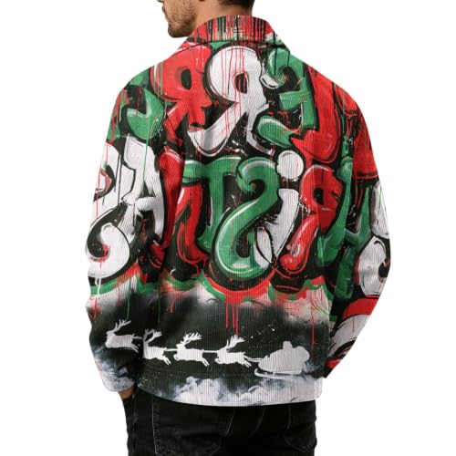 Fall Jacket for Men Streetwear Christmas Print Loose Comfortable Jacket - image 6