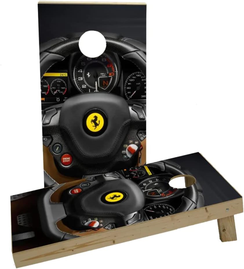 Ferrari Steering Wheel Custom Cornhole Board Game Set