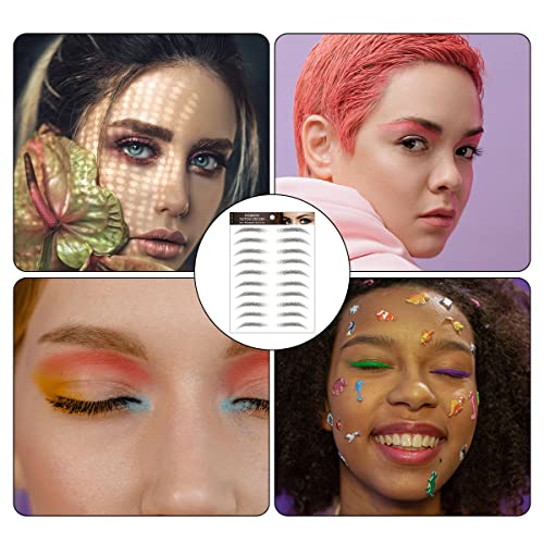 Jagowa 6 Sheets 4D Hair-Like Eyebrow Tattoos Stickers Waterproof Temporary Eyebrows Tattoo Eyes Brows Practice Transfers Sticker for Women Girls Beauty Beginners (Black) - Image 3