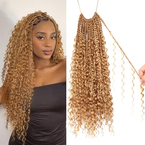 Goddess Boho Box Braids Crochet Hair-8 Packs 18 Inch Crochet Box Braids for Black Women Pre Looped ((#27, 18 Inch (Pack of 8))