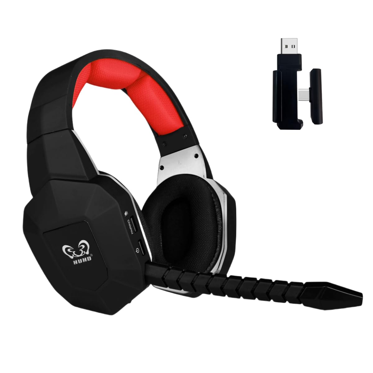 2.4G&Bluetooth Auriculares Inalámbricos para Juegos,Cascos Gaming Inalámbricos para PS5/PS4,Switch,PC,Micrófono con Cancelación de Ruido Desmontable,Luz LED