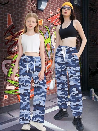 Image of Cromoncent Cargo Pants Girls & Women Parachute Pants Y2K Baggy Rave Clothes Waterproof with Pockets, 6 Years - 3XL