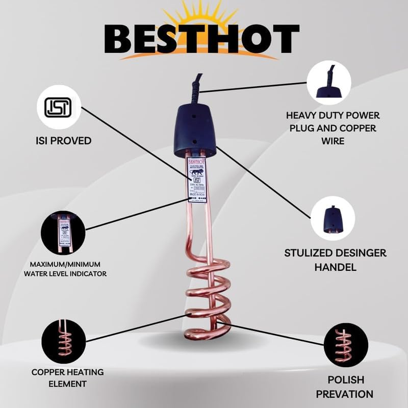 Image of 1500W RapidHeat Technology Electric Copper Water Heater Immersion Rod | Instant Heating (Not Shockproof)