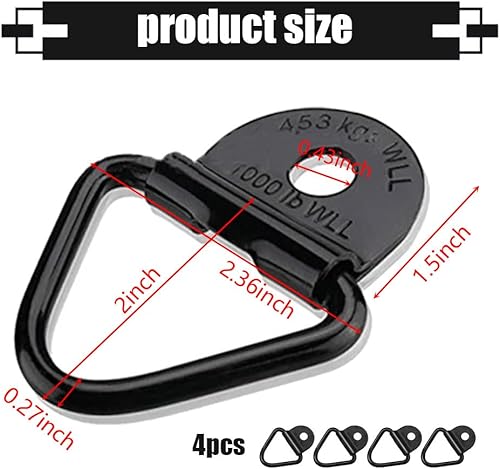 Miniatura 2 de 4 piezas de amarre multifuncionales en forma de V con agujero, reemplazo de anclaje de remolque de 2.2 pulgadas para carga de 1000 libras, anillos