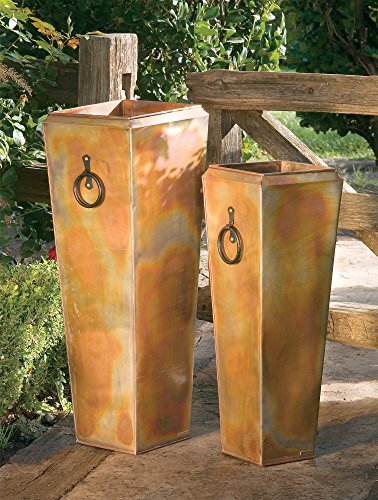 H Potter Tall Outdoor Planters For Balcony Garden Deck Front Porch Or Indoor Copper Flower Pots Set Of 2 #TOP1