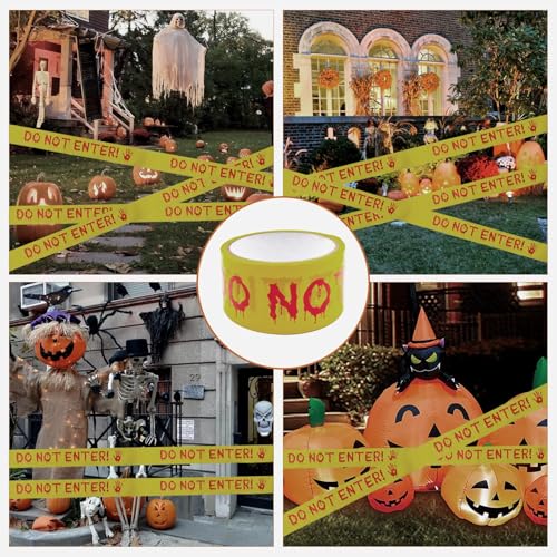 Halloween Decorations Caution Tape,Do Not Enter Yellow Scary Caution Tape Roll 4.8CM*25M Hazard Warn